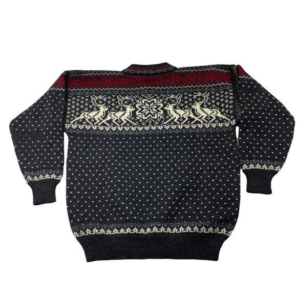 Dale Of Norway Mens Nowegian Wool Fair Isle Reindeer Sweater Size L Clasp Thick - Picture 2 of 12